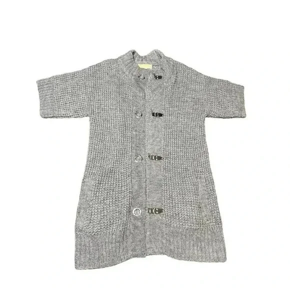 Womens Michael Kors Gray Metal Toggle Cardigan Sweater Wool Blend Size M EUC - Picture 6 of 13